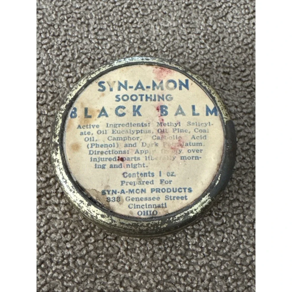 Vintage Syn-a-mon Soothing Black Balm EMPTY container (TD)